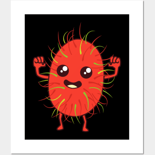 Kawaii Cartoon Rambutan Posters and Art